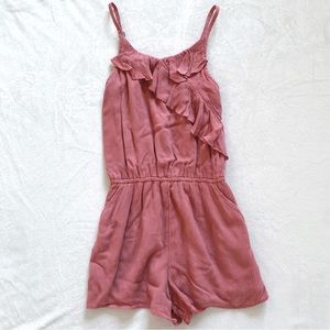 abercrombie kids Girls Blush Pink Ruffle Crepe Romper Size 13/14